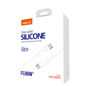 Recci RTC-P09CC Silicone Serisi 65W Hızlı Şarj Özellikli Type-C To Type-C PD Kablo 1.5M