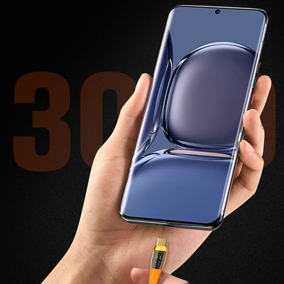 Recci RTC-P19CC Amber Serisi Type-C to Type-C PD 100W Şeffaf Tasarım Şarj ve Data Kablosu 1.5M Turuncu