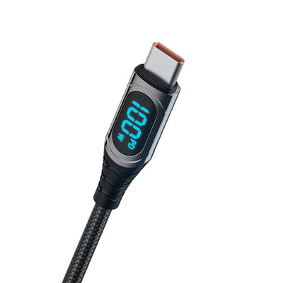 Recci RTC-P21CCPD Ghost Serisi 100W Hızlı Şarj Özellikli Type-C To Type-C PD Kablo 1.2M Siyah