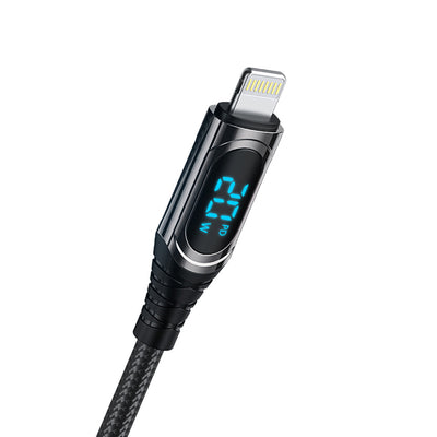 Recci RTC-P21CLPD Ghost Serisi 20W Hızlı Şarj Özellikli Type-C To Lightning PD Kablo 1.2M Siyah