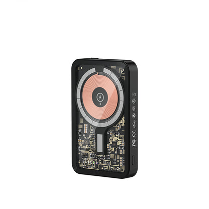 Recci W07 Şeffaf Tasarım Standlı 15W M-safe Şarj Özellikli 20W PD Hızlı Şarj Powerbank 5000mAh