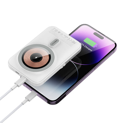 Recci W08 Metal Standlı 15W Magsafe Şarj Özellikli 20W PD Hızlı Şarj Powerbank 10000mAh Siyah
