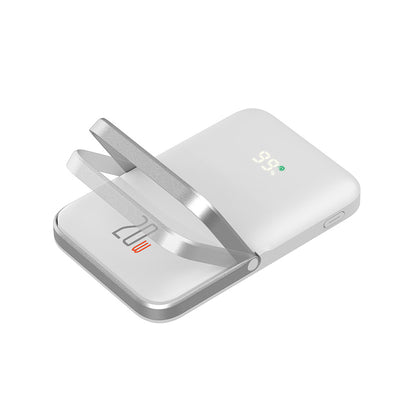 Recci W08 Metal Standlı 15W Magsafe Şarj Özellikli 20W PD Hızlı Şarj Powerbank 10000mAh Siyah