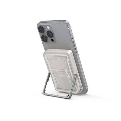 Skinarma Nexus Mecha Kablosuz ve PD Hızlı Şarj Özellikli Metal Standlı Taşınabilir Powerbank 20W 5000mAh Açık Gri