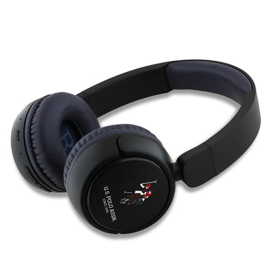 U.S Polo Assn. Orjinal Lisanslı Katlanabilir Ayarlanabilir Baskı Logolu Kulak Üstü Bluetooth Kulaklık v5.3 Siyah