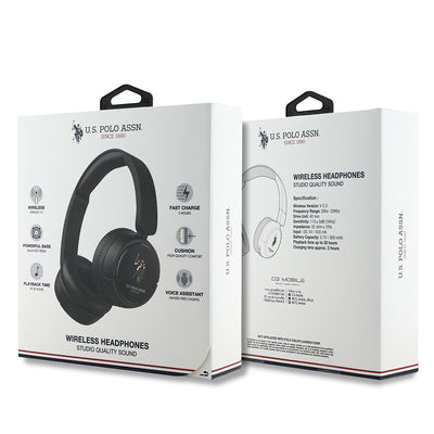 U.S Polo Assn. Orjinal Lisanslı Katlanabilir Ayarlanabilir Baskı Logolu Kulak Üstü Bluetooth Kulaklık v5.3 Beyaz
