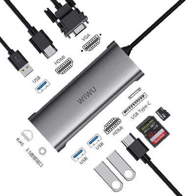 Wiwu Alpha 11312H 11 in 1 Type-C Hub Gri