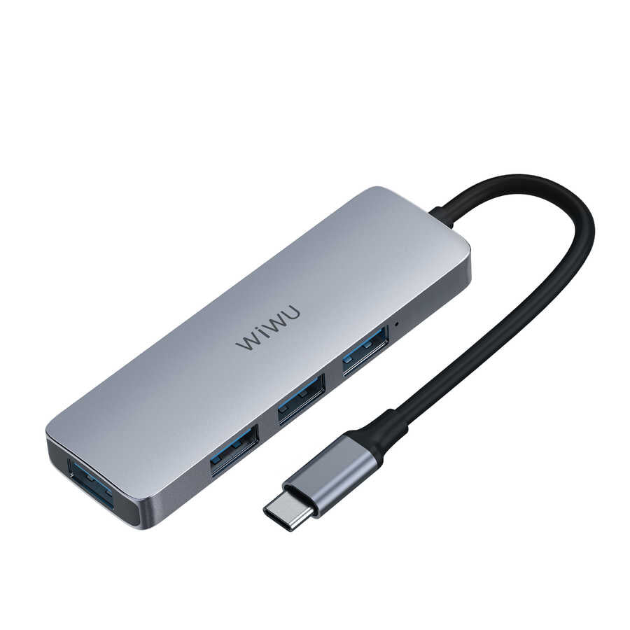 Wiwu Alpha A440 Pro 4 in 1 Type-C Hub 4'lü Usb Çoğaltıcı Gri