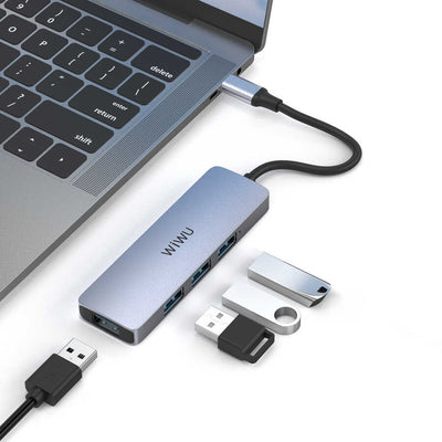 Wiwu Alpha A440 Pro 4 in 1 Type-C Hub 4'lü Usb Çoğaltıcı Gri