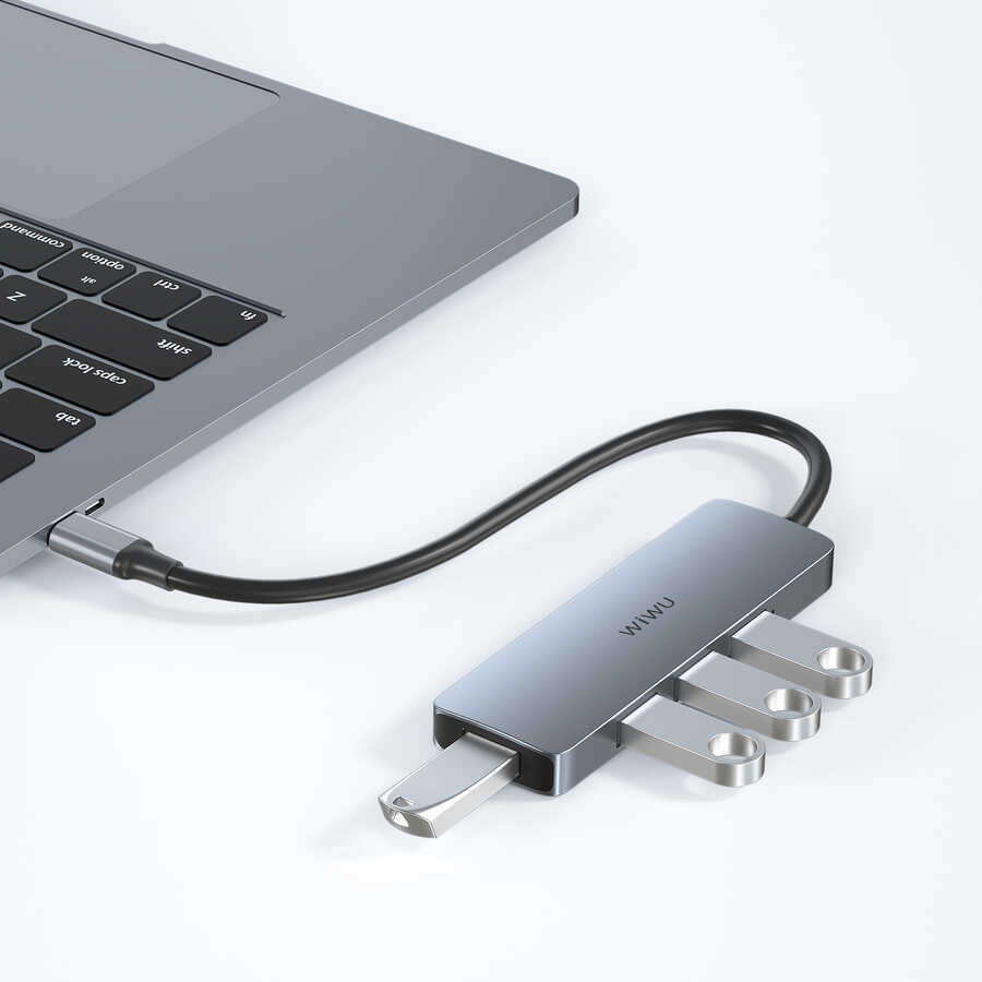 Wiwu Alpha A440 Pro 4 in 1 Type-C Hub 4'lü Usb Çoğaltıcı Gri