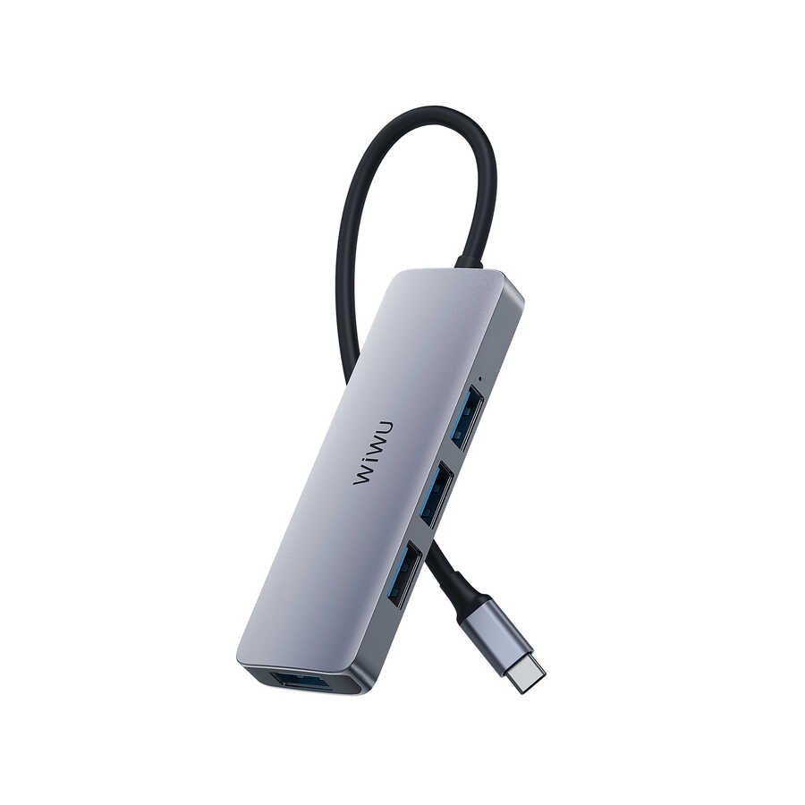 Wiwu Alpha A440 Pro 4 in 1 Type-C Hub 4'lü Usb Çoğaltıcı Gri