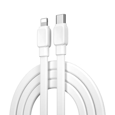 Wiwu Bravo Wİ-C004 Yassı Tasarım 20W Hızlı Şarj Özellikli Type-C to Lightning PD Kablo 1M Siyah