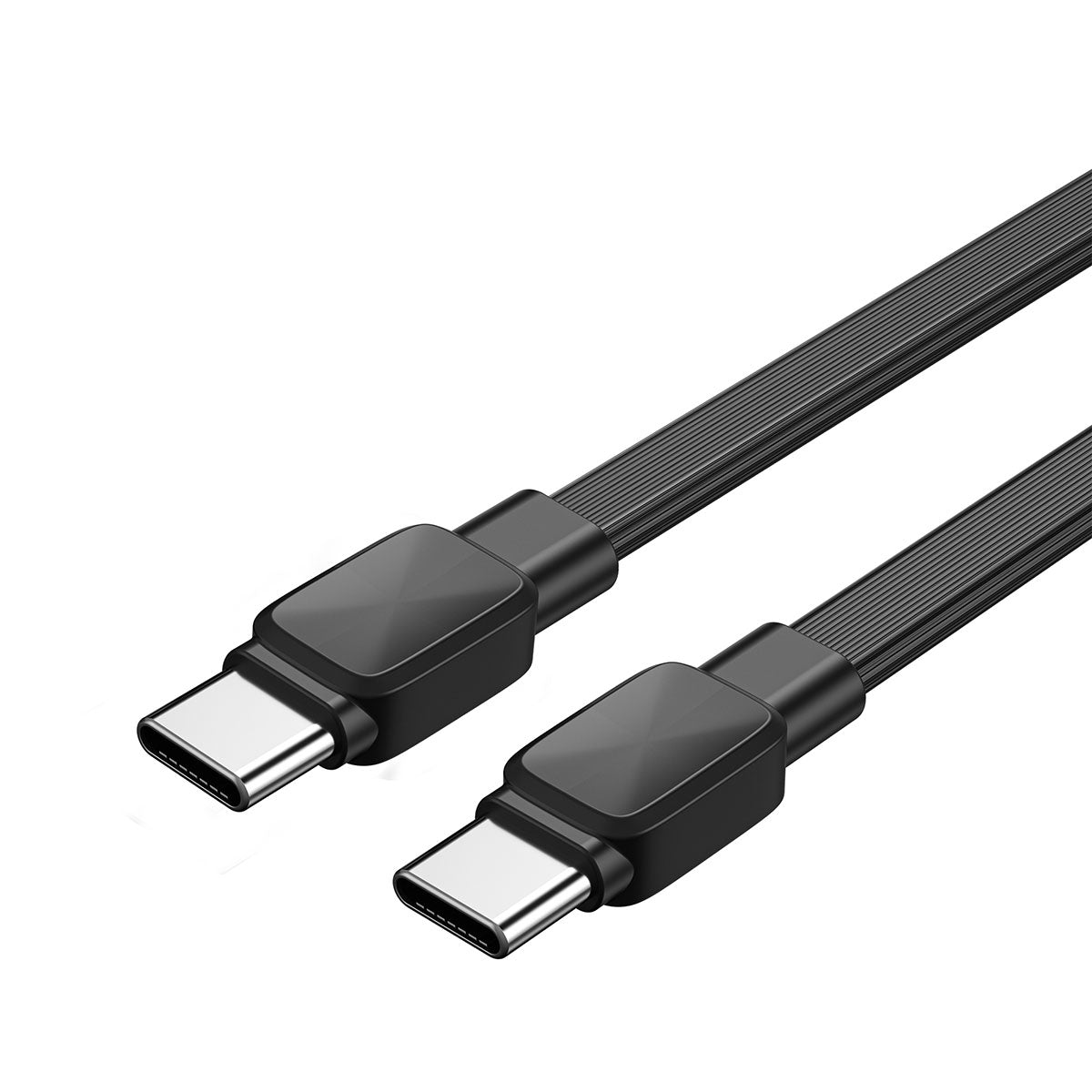 Wiwu Bravo Wİ-C004 Yassı Tasarım 60W Hızlı Şarj Özellikli Type-C To Type-C PD Kablo 1M Siyah