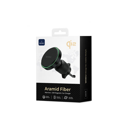 Wiwu CH-325 M-safe Şarj Özellikli Aramid Fiber Qi2 Teknolojili Havalandırma Tasarım Araç Telefon Tutucu 15W