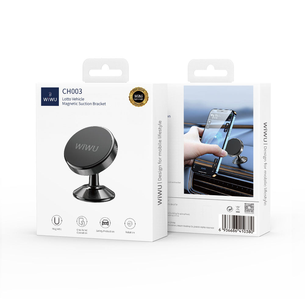 Wiwu CH003 360 Derece Dönebilen Magnetik Düz Zemin Versiyon Araç Telefon Tutucu Gri