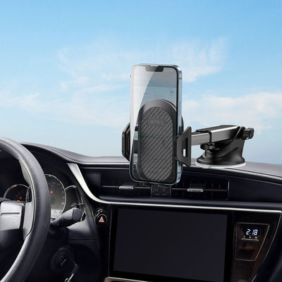 Wiwu CH015 Otomatik Mekanizmalı Vantuzlu Tasarım Araç Telefon Tutucu Siyah