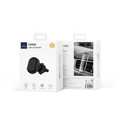 Wiwu CH040 360 Derece Dönebilen Havalandırma Tasarım Magnetik Araç Telefon Tutucu Siyah