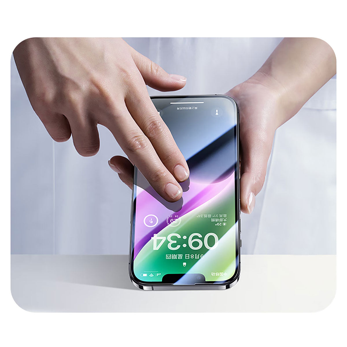 iPhone 14 Pro Max Wiwu CZ-003 Mavi Işık Teknolojili Hidrofobik ve Oleofobik Parlama Önleyici Cam Ekran Koruyucu