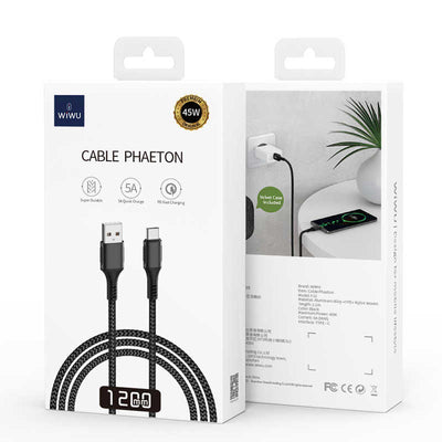 Wiwu F12 Kablo Phaeton Type-C Usb Kablo Siyah