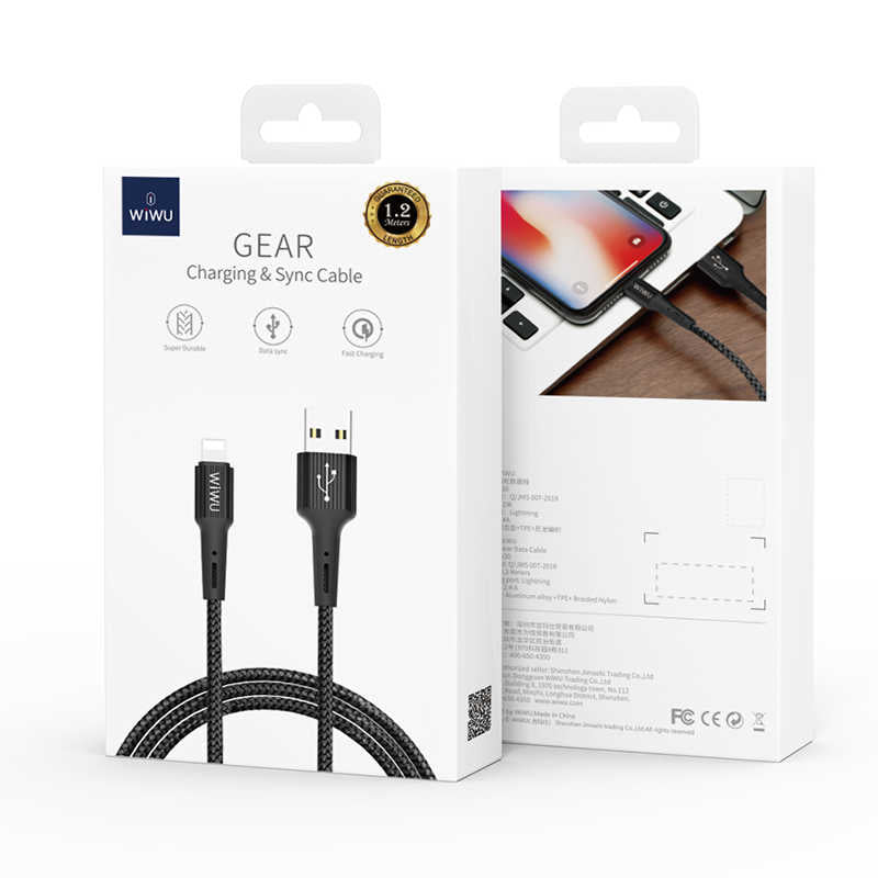 Wiwu G30 Gear Charging Lightning Kablo Siyah
