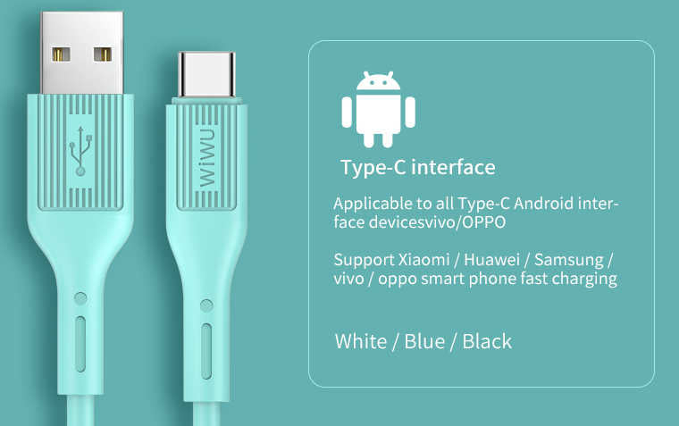 Wiwu G50 Vivid Type-C Usb Kablo Mavi