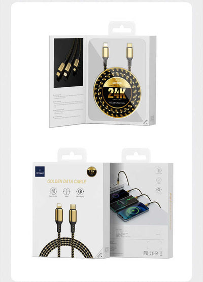 Wiwu Golden Series GD-103 Lightning To PD Data Kablo 5M Gold