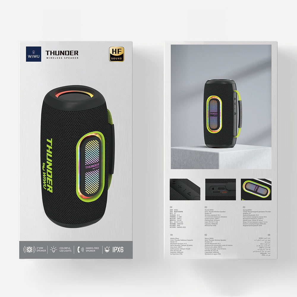 Wiwu H7 RGB Işıklı Askılı TWS Bluetooth Speaker Hoparlör v5.3 40W