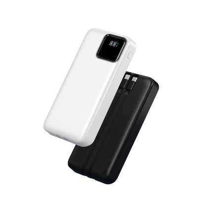 Wiwu JC-22 Dijital LED Ekran Şarj Göstergeli Type-C ve Lightning Kablolu Powerbank 22.5W 20000mAh Beyaz
