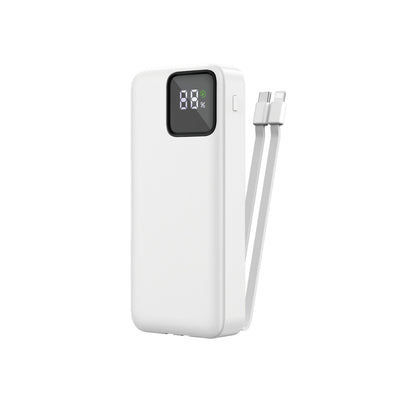 Wiwu JC-22 Dijital LED Ekran Şarj Göstergeli Type-C ve Lightning Kablolu Powerbank 22.5W 20000mAh Siyah