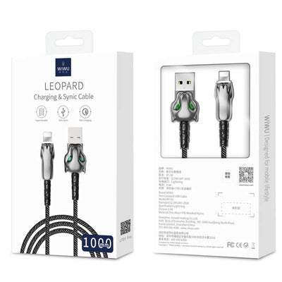 Wiwu Leopard Charging Synic Lightning Kablo Kırmızı