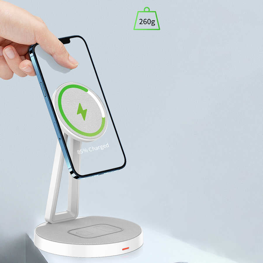 Wiwu M13 2 in 1 Standlı Kablosuz Şarj İstasyonu Gri