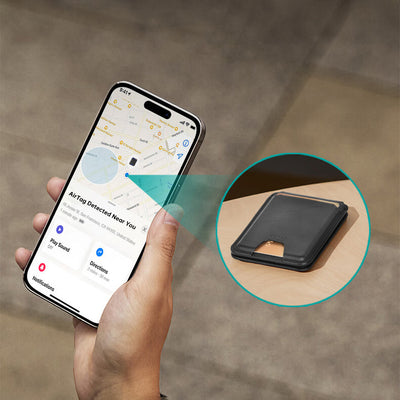 Wiwu MW-005 Magnetik Standlı Kartlık Qi Kablosuz Şarj Uyumlu FindMy Özellikli Mag Wallet Kahverengi