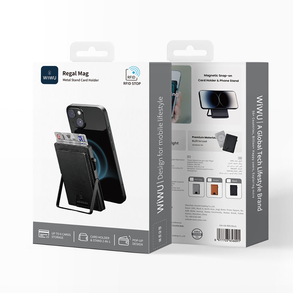 Wiwu MW-006 Tasarımlı 6 Hazneli PU Magnetik Standlı Kartlık