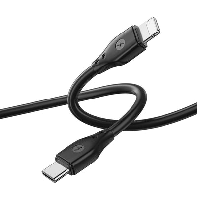 Wiwu Pioneer Wİ-C002 Ultra Esnek 30W Hızlı Şarj Özellikli Type-C to Lightning PD Kablo 1M Siyah