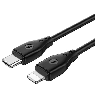 Wiwu Pioneer Wİ-C002 Ultra Esnek 30W Hızlı Şarj Özellikli Type-C to Lightning PD Kablo 1M Siyah