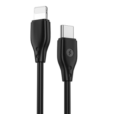 Wiwu Pioneer Wİ-C002 Ultra Esnek 30W Hızlı Şarj Özellikli Type-C to Lightning PD Kablo 1M Siyah