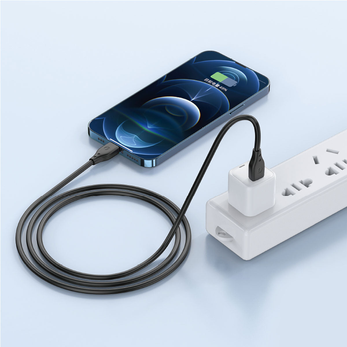 Wiwu Pioneer Wİ-C002 Ultra Esnek 30W Hızlı Şarj Özellikli Type-C to Lightning PD Kablo 1M Siyah
