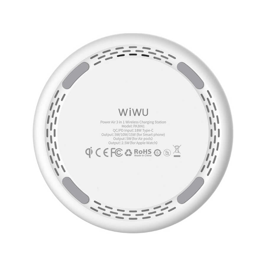 Wiwu Power Air 3 in 1 Kablosuz Şarj Standı Beyaz