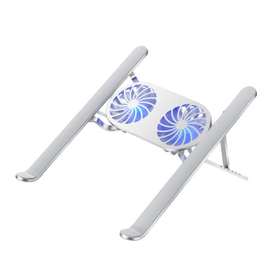 Wiwu S400 Pro Çift Fanlı Işıklı Katlanabilir Ayarlanabilir Laptop Standı 5W 3000RPM Gümüş