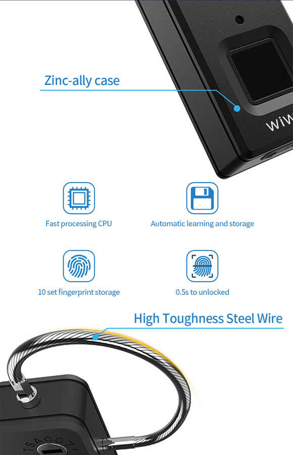 Wiwu S6 Parmak İzi Okuyuculu Asma Kilit