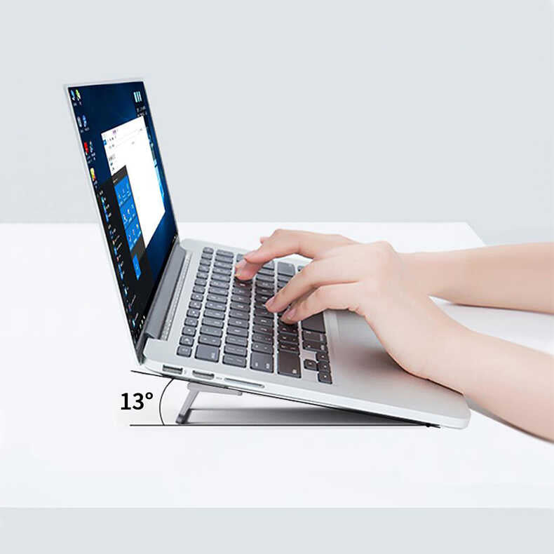 Wiwu S900 Yıkanabilir Yapıştırıcılı Mini Laptop Standı 2 Farklı Yükseklik Ayarı 11-17 inc Uyumlu Gri