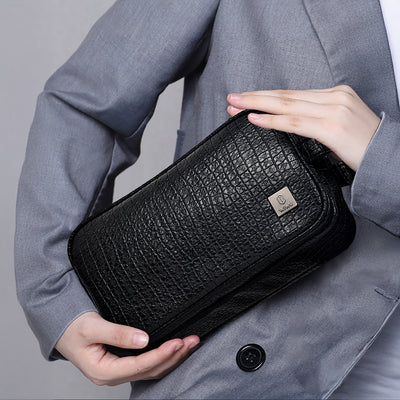 Wiwu Salem Serisi Parmak İzi Kilitli Çok Fonksiyonlu Taşınabilir Mobil Aksesuar Çantası Siyah