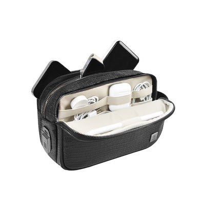 Wiwu Salem Serisi Parmak İzi Kilitli Çok Fonksiyonlu Taşınabilir Mobil Aksesuar Çantası Siyah