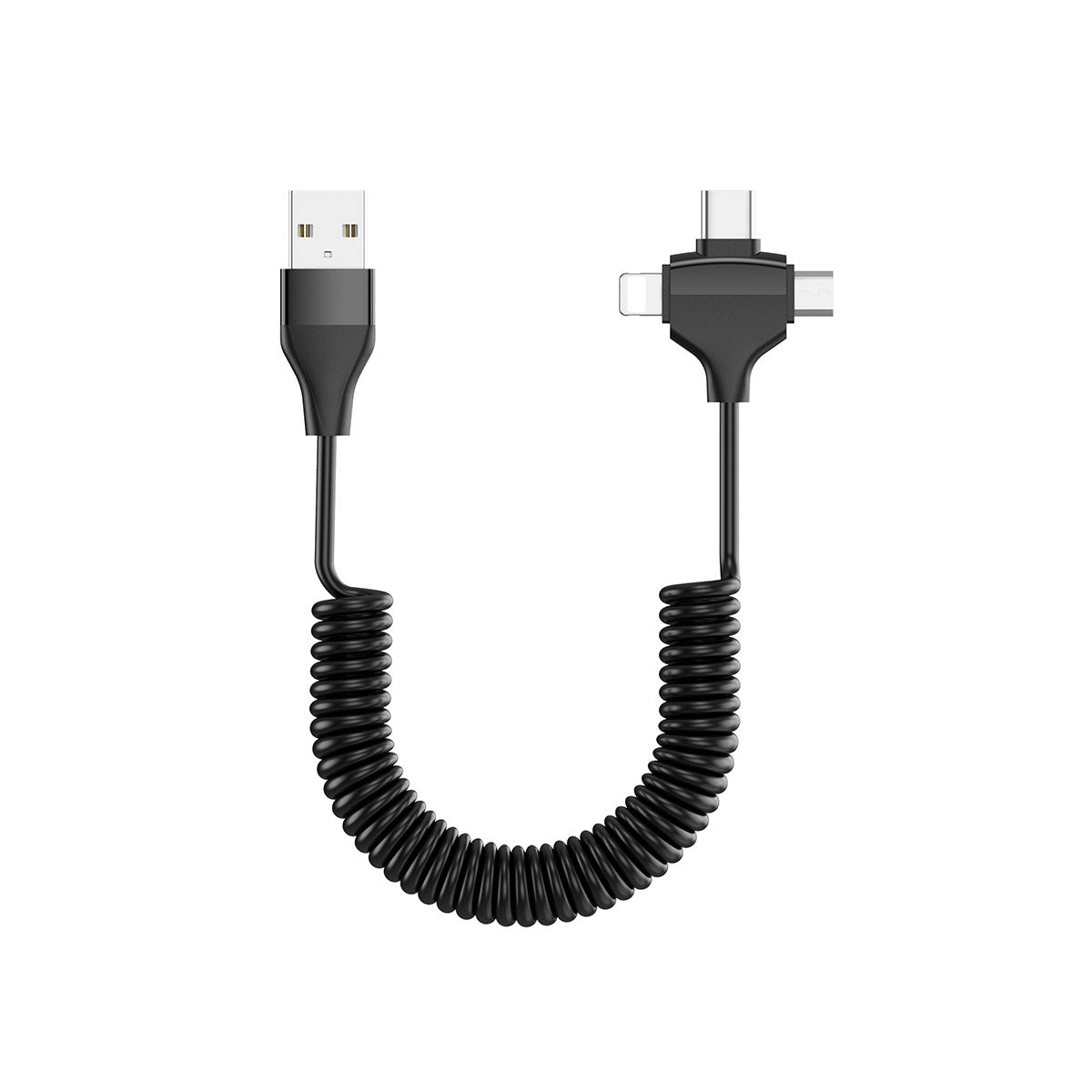 Wiwu Spiral Tasarımlı Micro Type-C ve Lightning 3in1 Spring Spiral Kablo 1m Siyah