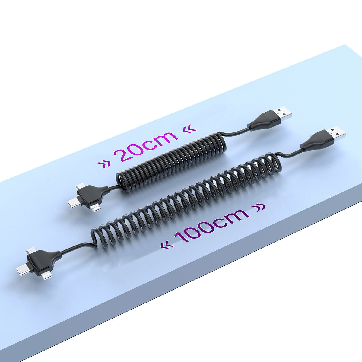 Wiwu Spiral Tasarımlı Micro Type-C ve Lightning 3in1 Spring Spiral Kablo 1m Siyah