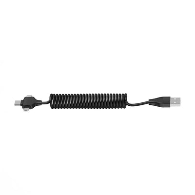 Wiwu Spiral Tasarımlı Micro Type-C ve Lightning 3in1 Spring Spiral Kablo 1m Siyah