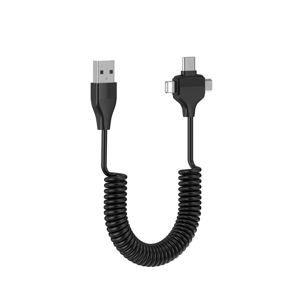 Wiwu Spiral Tasarımlı Micro Type-C ve Lightning 3in1 Spring Spiral Kablo 1m Siyah