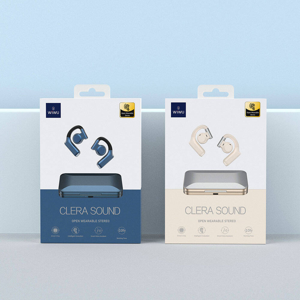 Wiwu T18 Clera Sound Serisi Serbest Ayarlanabilir Kulak İçi Bluetooth 5.2 Kulaklık Krem