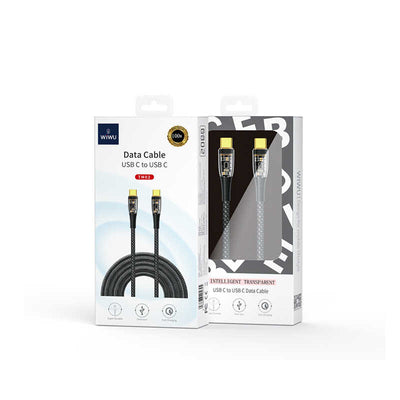 Wiwu TM02 Type-C to Type-C PD Data Kablo 480Mbps 100W 2 metre Siyah