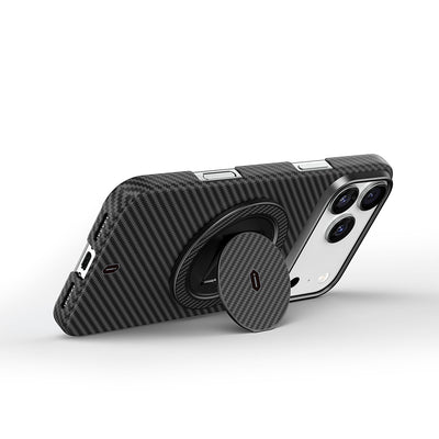 Wiwu Warriors Serisi Aramid Fiber 360 Derece Dönebilen Magnetik Ring Stand Telefon Tutucu Siyah